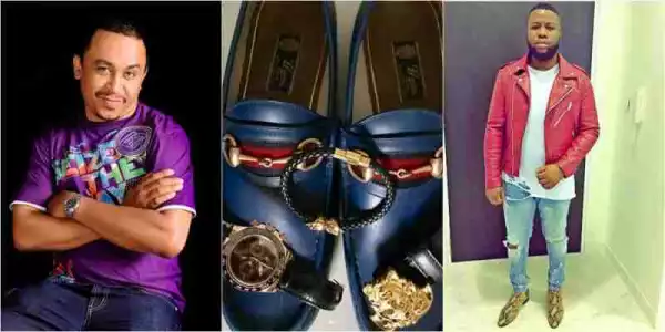 “Authentic Everything” – Hushpuppi Praises Cool FM OAP Daddy Freeze For His Original Gucci Shoe
